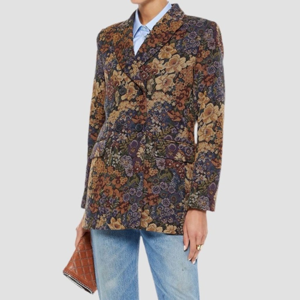 Sandro Paris Alma Floral Blazer Jacket Jacquard Us M/L Or Fr 40